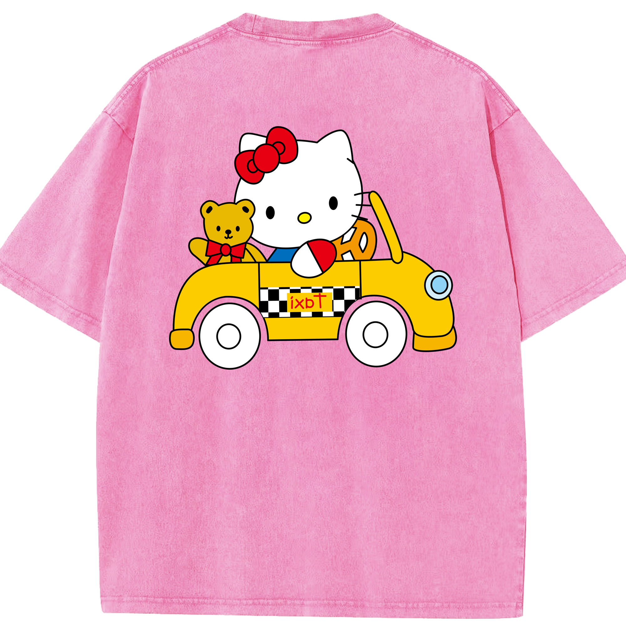 （画像用） Hello Kitty ハローキティ 綿100% ヴィンテージ風 半袖Tシャツ（背面プリント）